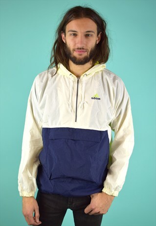 VINTAGE 90'S ADIDAS 1/4 ZIP HOODED WINDBREAKER