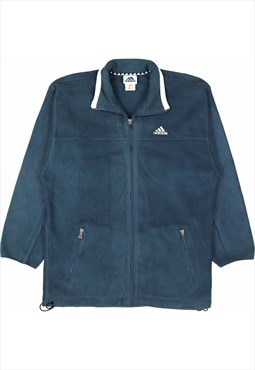 Vintage 90's Adidas Fleece Spellout Zip Up Turquoise Blue