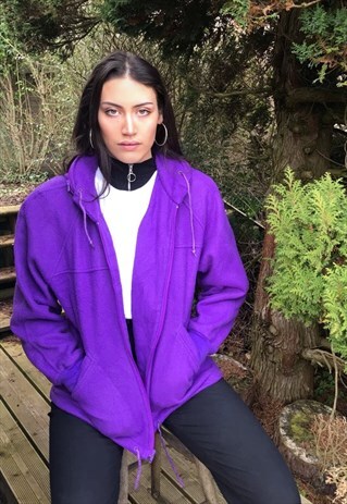 VINTAGE OVERSIZED UNISEX FLEECE JACKET PURPLE