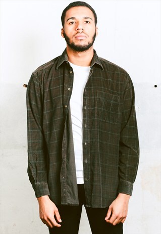 VINTAGE 90S CHECK PRINT CORDUROY SHIRT