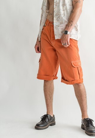 VINTAGE 90S UTILITY SHORTS IN ORANGE