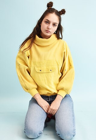 80'S RETRO ATHLEISURE CORDUROY & KNIT SWEATSHIRT JUMPER