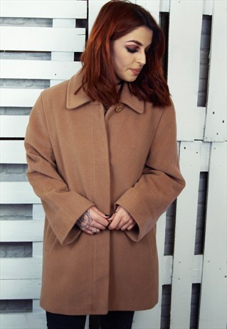 DUSTY PINK CACOON STYLE VINTAGE WOOL BLEND COAT