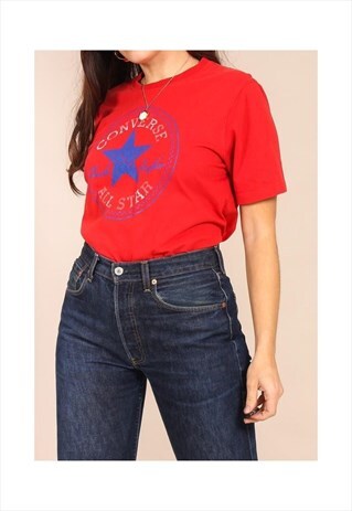 VINTAGE 90S OVERSIZED CONVERSE T-SHIRT IN RED