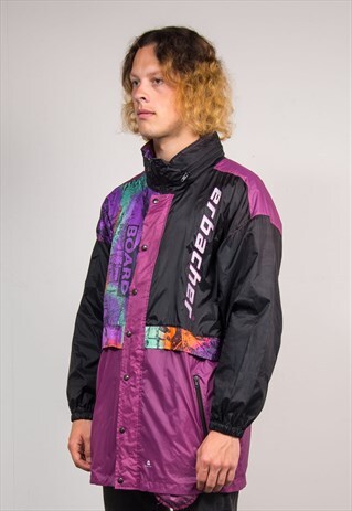 90'S VINTAGE PATTERNED WINDBREAKER RAINCOAT CAGOULE