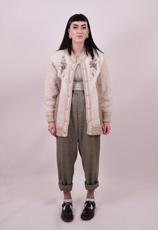 VINTAGE 80'S OVERSIZED GRANNY CARDIGAN SIZE 6 8 10 12 14