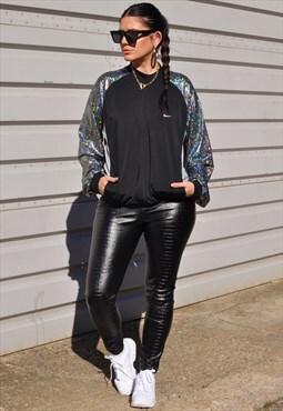 Y2K Nike reworked holographic sleeve track jacket sweater 