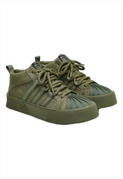 Suede sneakers patchwork trainers retro skater shoes green