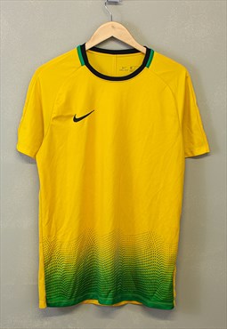 Vintage Nike Dri Fit Training Top Yellow Green With Logo