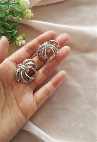 VINTAGE STERLING SILVER ABSTRACT SPIDER EARRINGS
