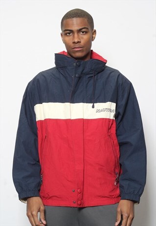 VINTAGE NAUTICA REVERSIBLE JACKET BLOCK COLOUR RED WHITE