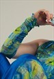 Handmade Mesh Graphic Print Detachable Sleeves 