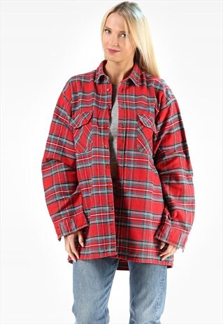 RED TARTAN PLAID LUMBERJACK SHIRT