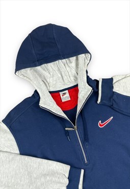 Nike Vintage 90s Navy blue and grey 1/4 zip hoodie
