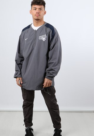 VINTAGE NIKE LARGE GREY WINDBREAKER 1/4 ZIP SWEATSHIRT