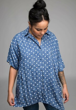 VINTAGE BLUE POLKA DOT SHIRT