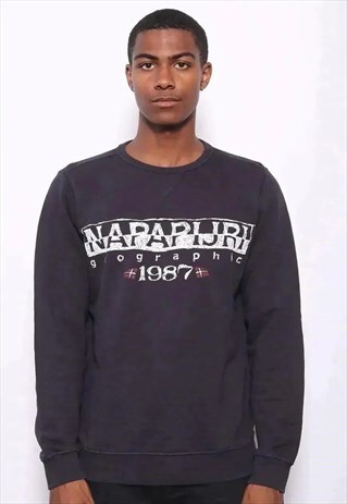 VINTAGE NAPAPIJRI BIG SPELL OUT LOGO SWEATSHIRT BLUE