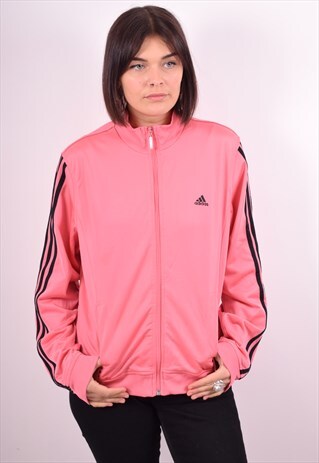 ADIDAS WOMENS VINTAGE TRACKSUIT TOP JACKET XL PINK 90S