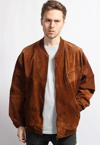 VINTAGE OVERSIZED SUEDE BOMBER JACKET