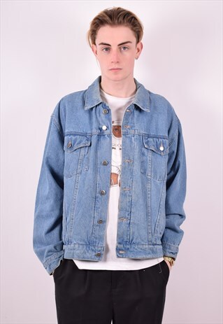WRANGLER MENS VINTAGE DENIM JACAKET LARGE BLUE 90S