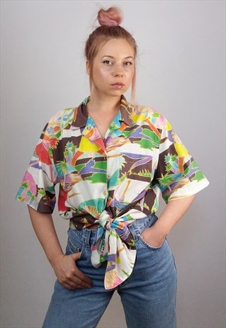 VINTAGE 90'S HEAD HAWAIIAN PRINT UNISEX SHIRT