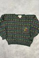 VINTAGE KNITTED JUMPER EMBROIDERED PATTERNED KNIT SWEATER