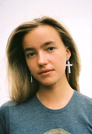 VINTAGE DIOR RHINESTONE CROSS EARRINGS