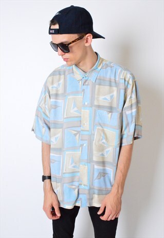 VINTAGE 90S ABSTRACT PASTEL SHORT SLEEVE SHIRT