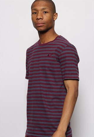 VINTAGE NIKE STRIPED T-SHIRT LOGO RED BLUE