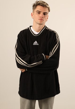 VINTAGE ADIDAS EMBROIDERED SPELL OUT FLEECE SWEATSHIRT