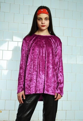 VINTAGE 90S OVERSIZED VELVET SHIMMER PARTY BLOUSE TOP