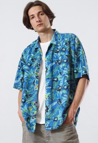 VINTAGE HARD ROCK HAWAIIAN ALOHA SHIRT 90S
