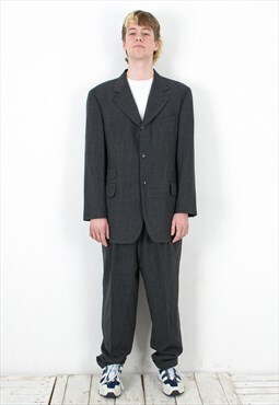 L Men's UK 42 US Blazer EU 52 Wool Suit Jacket Pants Wool