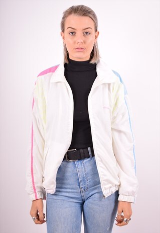 ELLESSE WOMENS VINTAGE TRACKSUIT TOP JACKET XL WHITE 90'S