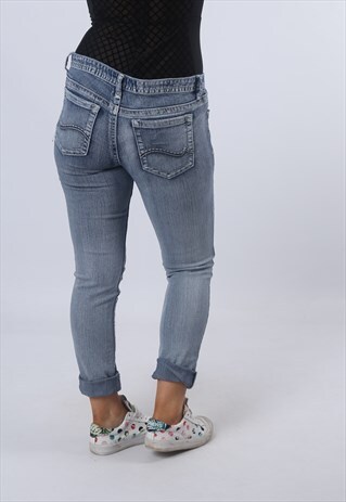 LOW RISE STRETCH DENIM JEANS SKINNY LEG VINTAGE UK 12 (G9EG)