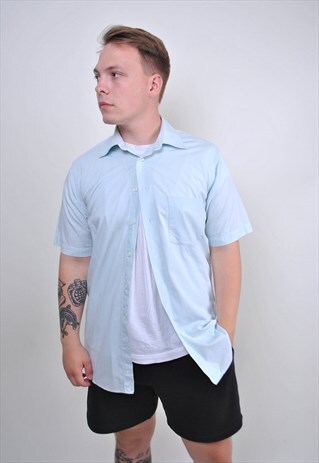 90S BLUE SHIRT FOR WORK WITH SHORT SLEEVE, SIZE M