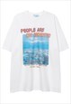 Mountain print t-shirt romantic tee grunge slogan top white