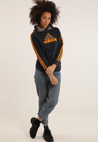 VINTAGE ADIDAS EMBROIDERED LOGO HOODIE