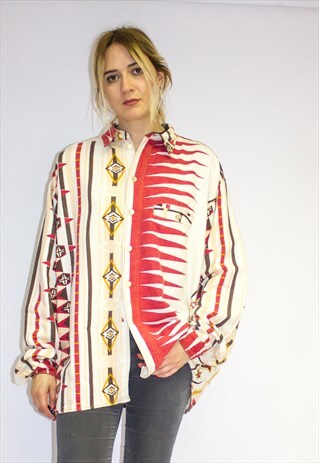 VINTAGE 90'S FLANNEL AZTEC PRINT SHIRT