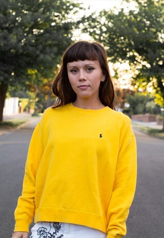 VINTAGE 90'S POLO RALPH LAUREN SWEATSHIRT IN YELLOW