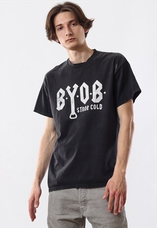 VINTAGE MENS B.Y.O.B STONE COLD WWE WWF GRAPHIC TEE T SHIRT