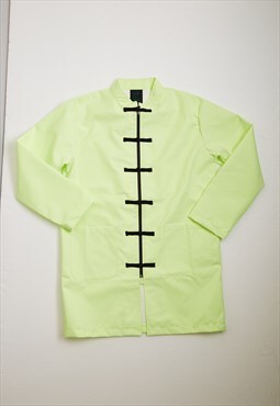 Neon Yellow Chinese Kung Fu logo Waterproof Jacket