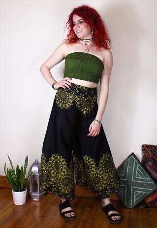 FAIRTRADE SUNFLOWER MANDALA PALAZZO TROUSERS / PANTS