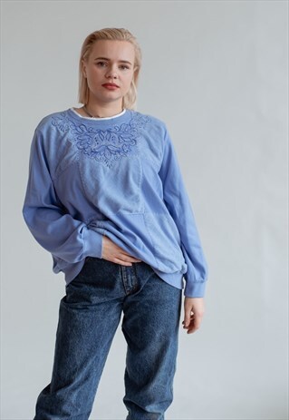 VINTAGE 90S OVERSIZED FIT WOMEN SWEATSHIRT IN PURPLE M