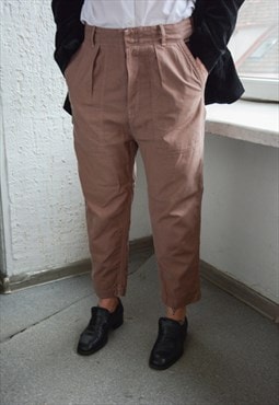 Vintage Brown Cotton Baggy Trousers