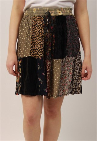 VINTAGE HIGH WAISTED PATCHWORK SKIRT