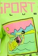 VINTAGE 80'S PRINTED T-SHIRT IN NEON GREEN RARE