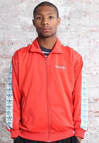 VINTAGE ADIDAS TAPE LOGO TRACK JACKET RED