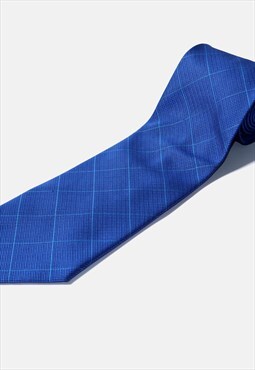 Blue diamond pattern retro tie vintage 80s necktie for men