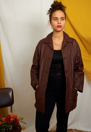 VINTAGE LEATHER COAT JACKET